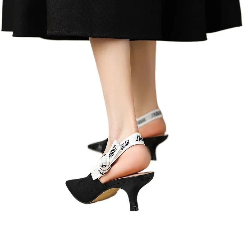 2026 Summer Sexy Pointy Heels Fashion Letter Design Lace-up Elegant Women's Dress Stiletto Sandals Party Party Zapatos De Mujer image 6