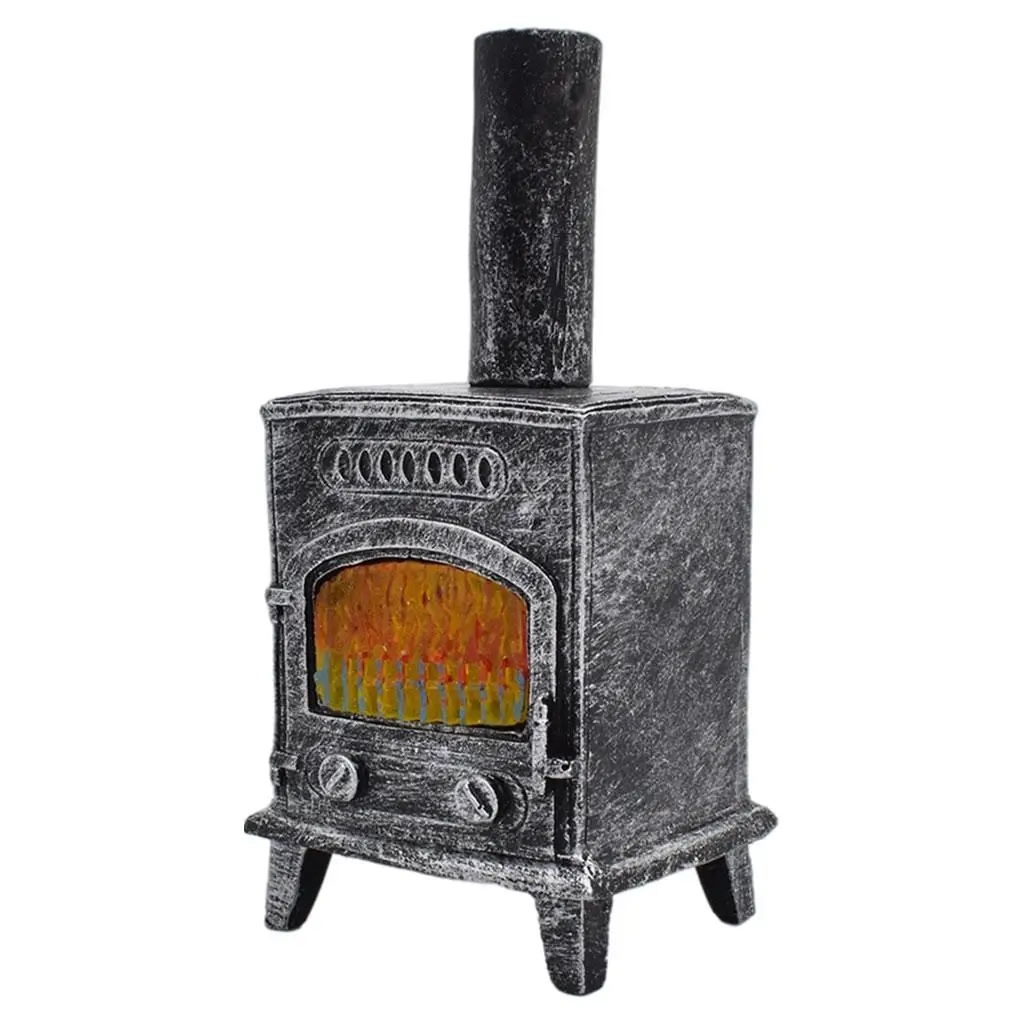Miniature Fireplace Model Toys Doll House Electric LED Flame Resin Decor