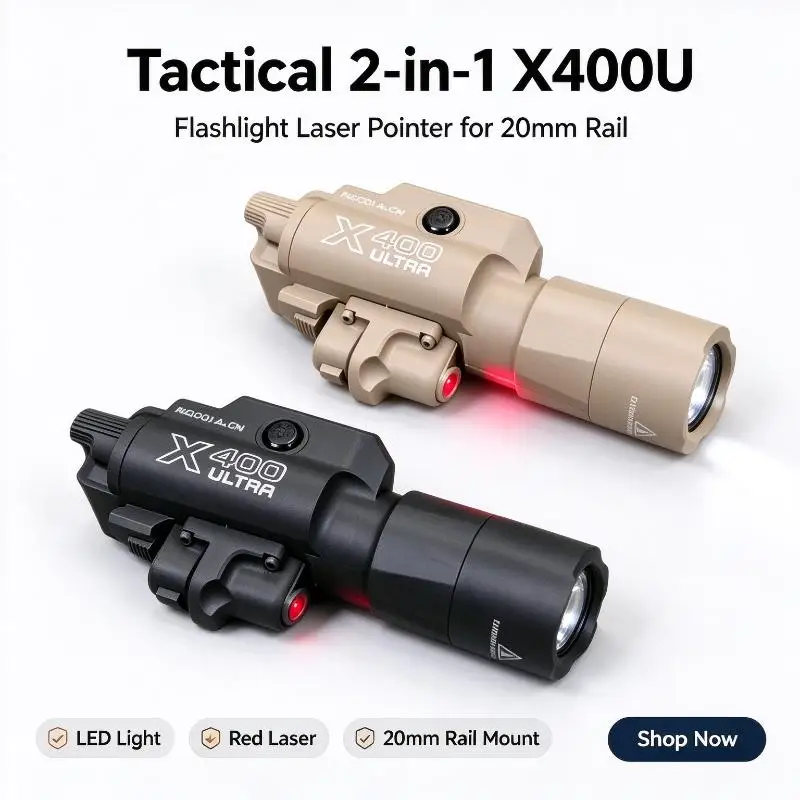 High Power Flashlight Laser Pointer X400U Tactical 2-In-1 20Mm Rail Airsoft CS Game Gear For Outdoor Cosplay