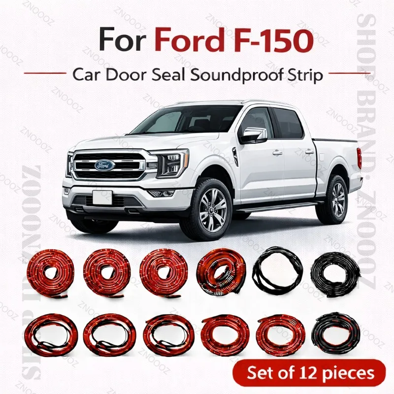 

For Ford F-150 Car Door Seal Strip Rubber Double Layer Soundproof Dustproof Waterproof Door Weatherstrip 12PCS Set