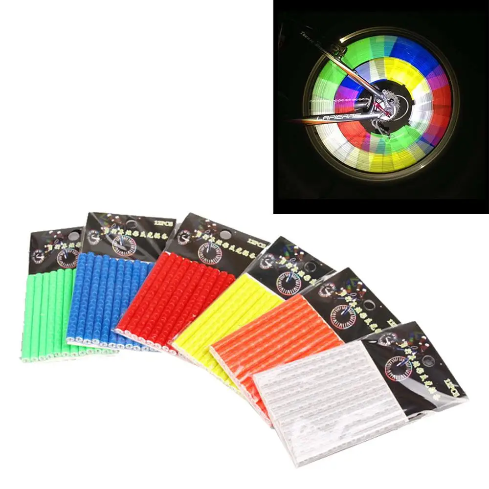 12pc Bicycle Wheel Rim Spoke Clip Night Safety Warning Light Bicycle Reflective Reflector Strip MTB Bike Cycling Accessories