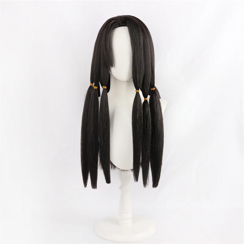 Parrucca Cosplay Anime GACHIAKUTA Jabba per Adulti, Capelli Neri Lunghi Lisci con Treccia, per Uomo, Uso Quotidiano, Feste di Halloween, Giochi di Ruolo