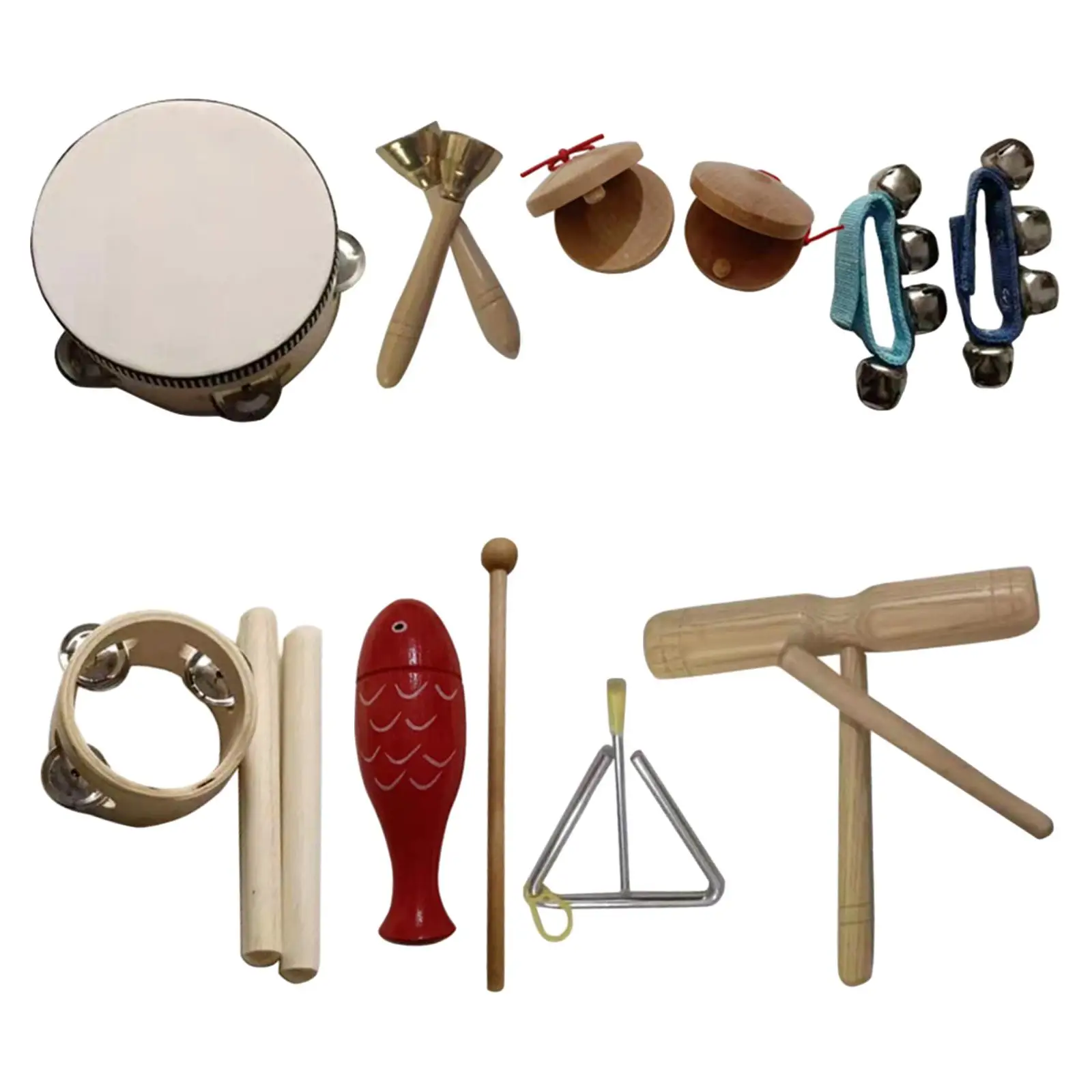 9-teiliges Musikinstrumenten-Set aus Holz für Jungen und Mädchen im Alter von 3 bis 10 Jahren, Geburtstagsgeschenk