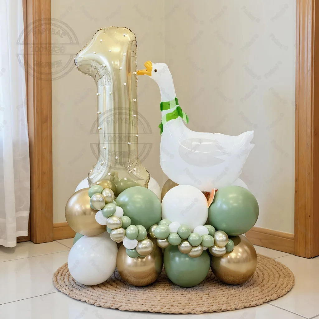 55pcs Matte Cute Party Hat Goose Balloon Foil Balloon for Birthday Party Anniversary Indoor and Outdoor Background Decorations