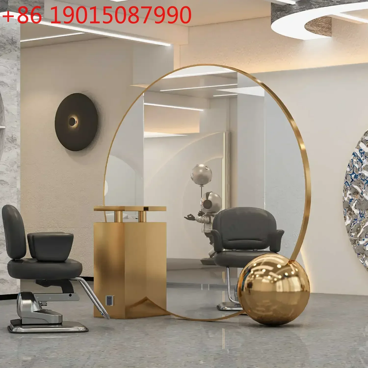 Barber shop mirror simple floor mirror hair salon dedicated LED hair salon mirror