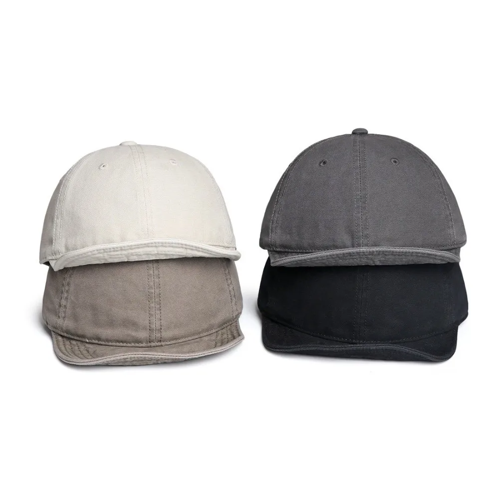 Fashion Versatile Short Brim Baseball Cap Cotton Retro Hip Hop Hat Adjustable Washed Old Craft Flat Edge Baseball Cap for Men