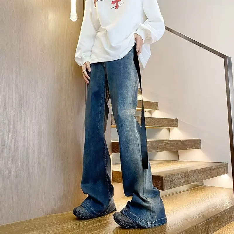 American Jeans Men's Autumn New Arrival Loose Mid-waist Full Length Pants Casual Fashion High Street Retro Male Denim Pants