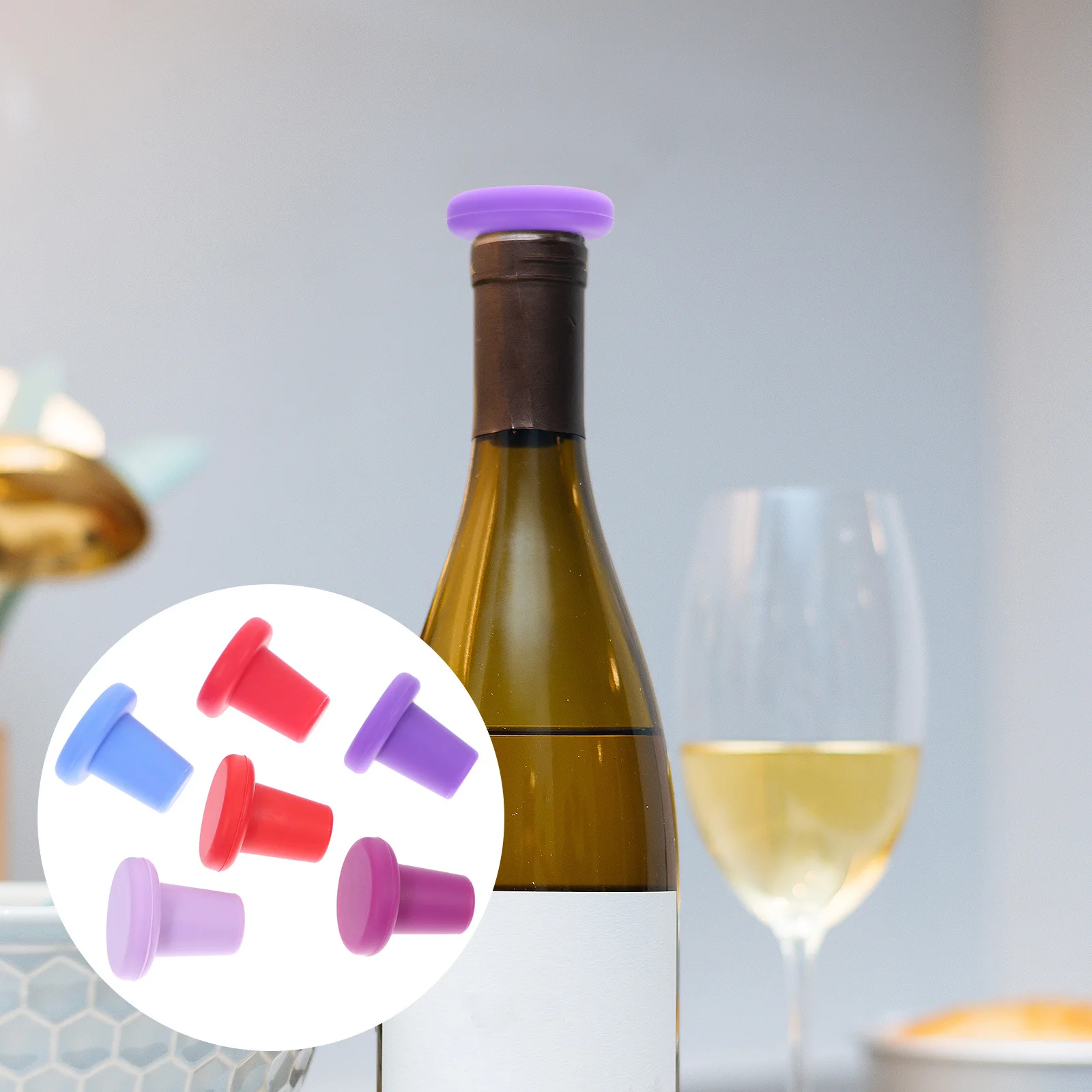 

6Pcs Silicone Wine Stopper Flexible Red Wine Bottle Saver Sealing Stopper for Home Bar Club Use Beverage Bottle Stoppers