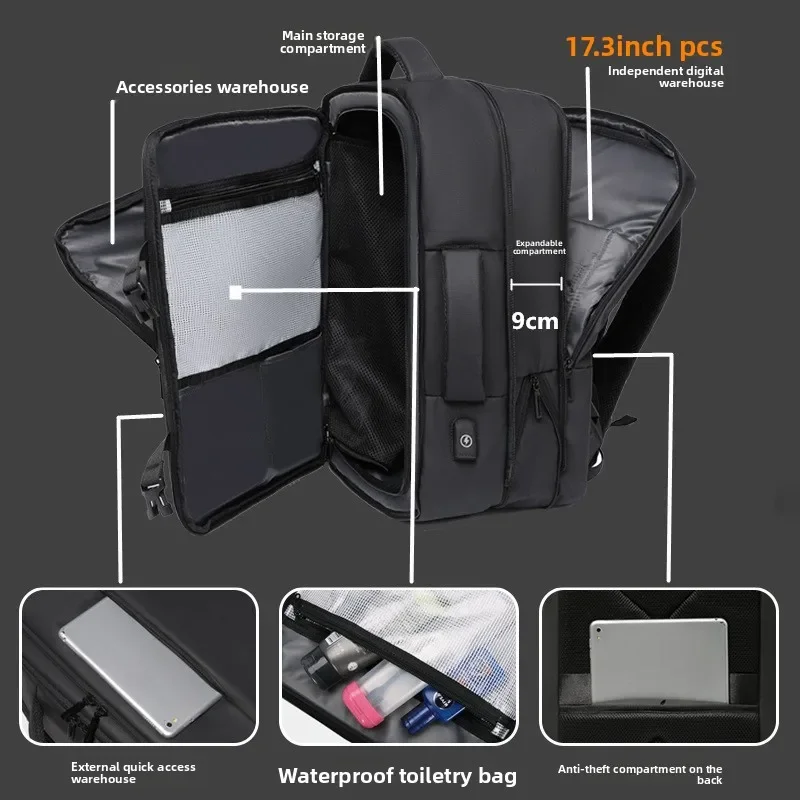 New backpack men's large capacity long and short distance business trip backpacker travel luggage bag 17.3 computer bag