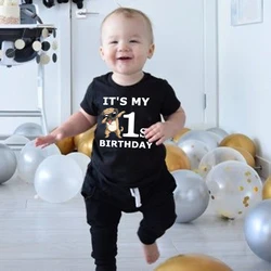 Bulldog Birthday Shirt 1 2 3 4 5 6 Birthday T-Shirt Wild Tee Boy Party T Shirt Cute Bulldog Clothes Kid Gift Fashion Tops Tshirt