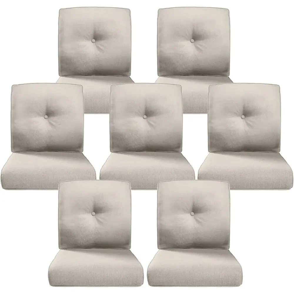 Thick Outdoor Cushion Set - 7 Pieces, 22x24 Inch, Resistant to Spills, Removable Covers for Patio Furniture or Sofa Bench Swing