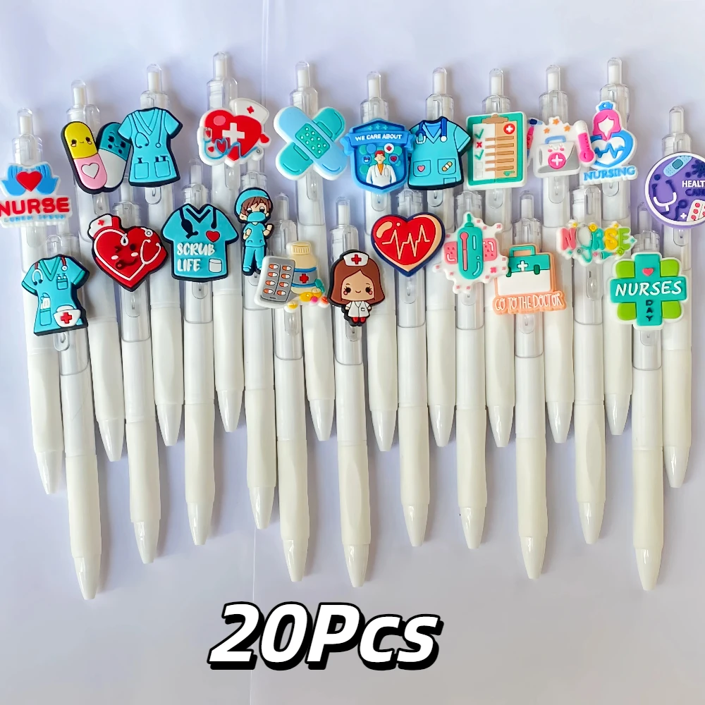 20Pcs Nurse pens Black Ink Retractable Press Nursing Pen for Appreciation Gifts Labor and Delivery Assistant Student Coworkers