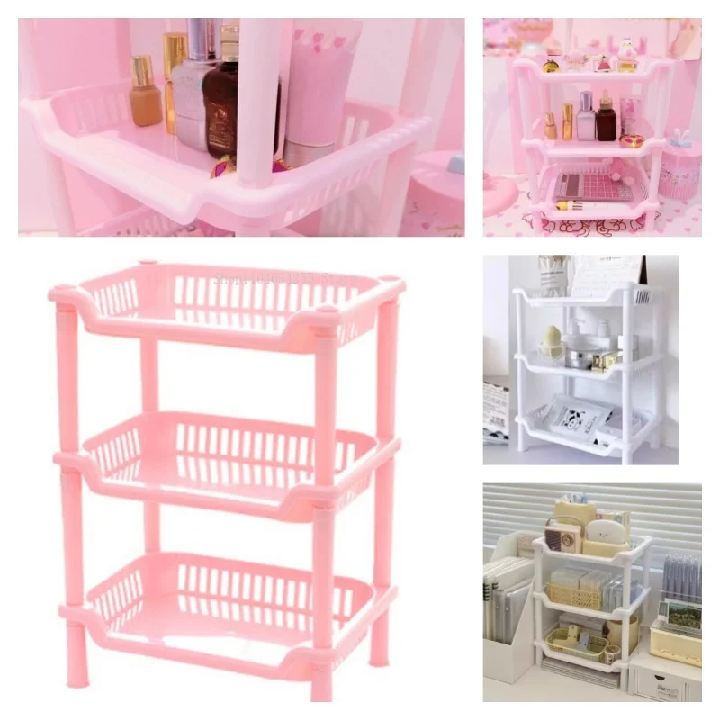 Three-layer Square Storage Rack Home Furnishings Bedroom Kitchen Organization Storage Auxiliary Tools Floor-mounted Storage Rack