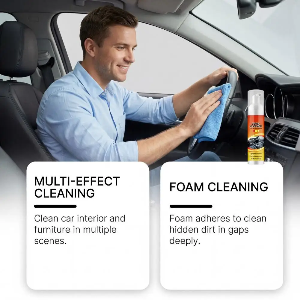 100ml All Purpose Foam Cleaner Spray Portable Powerful Stain Removal for Car Interior Upholstery Sofa Carpet Household Cleaning view 4
