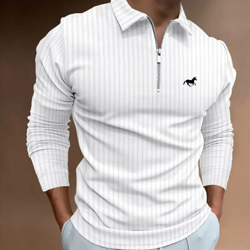 

2026 Men's Long Sleeved Zipper Polo Shirt Men's Casual Lapel Polo Shirt Fashionable Polo Shirt Casual Men's Polo Shirt Men's Top