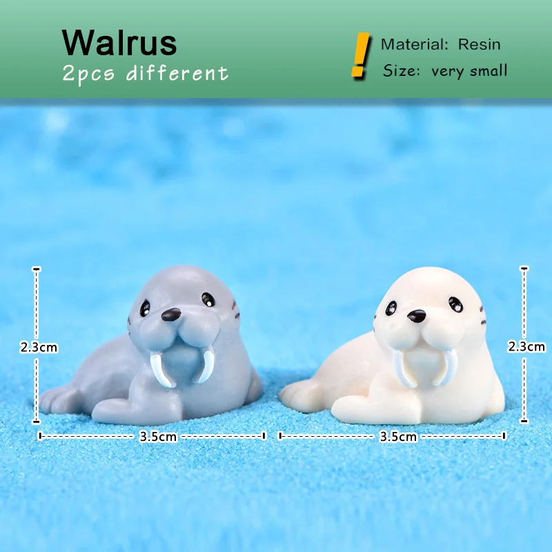 White Polar Bear Seal Walrus Miniature Figurine Resin Craft Animal Model home decor fairy garden Car decoration DIY Accessories