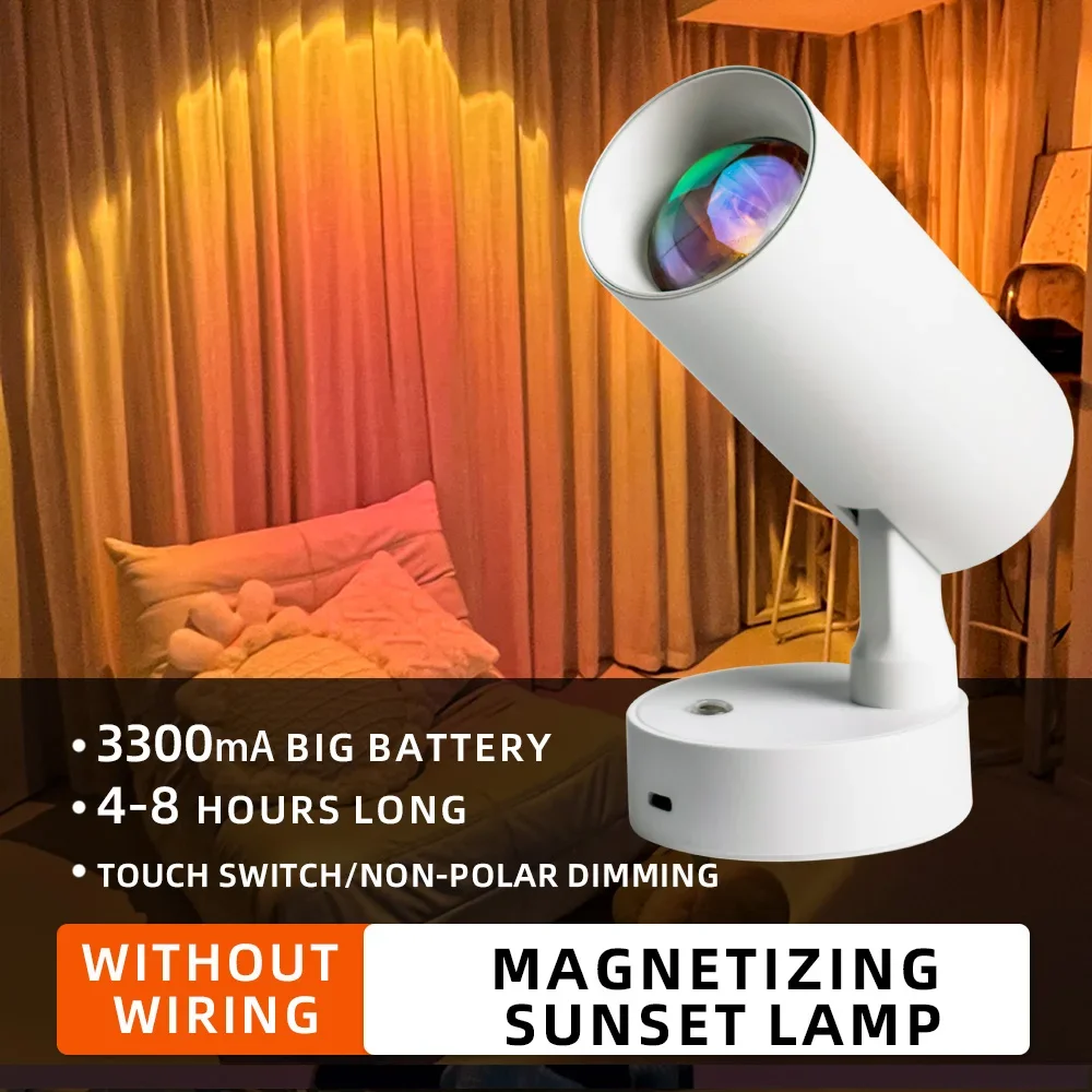 Dimmable Magnetic Base USB Rechargeable LED Cordless Wall Light with Touch Switch Magnet  Bedside Lamp for Reading Sunset lights image 2