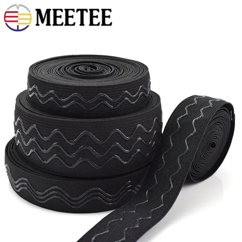 

5/10Meters 2-4cm Wave Non-slip Elastic Band Stretch Rubber Tapes Garment Sport Pants Belt Underwear Strap DIY Sewing Accessories