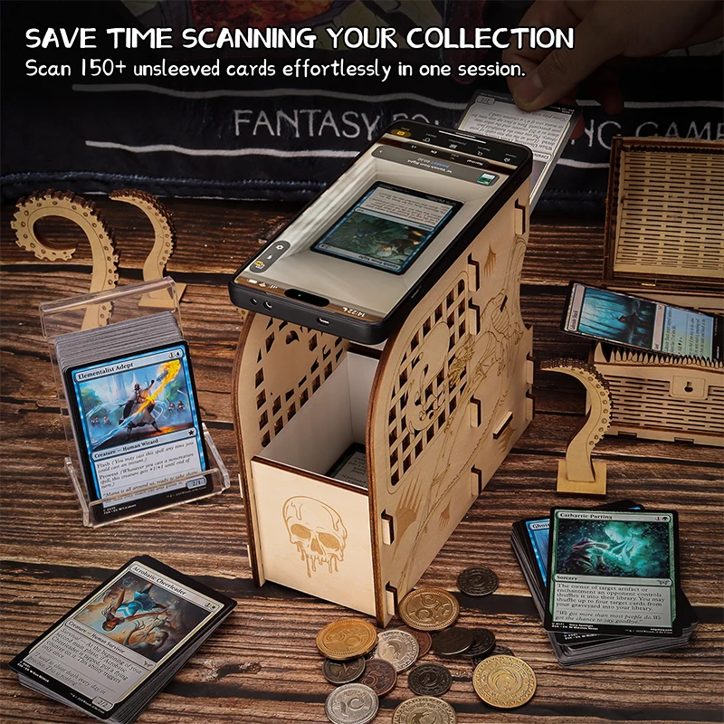 automatic card scanner mtg Amazon.com: MTG Cards Scanner Stand,Trading Card Scanner TCG Easily,  Detachable and Portable, Holder with Card Box & Storage Bag, Compatible  with ManaBox App : Toys & Games