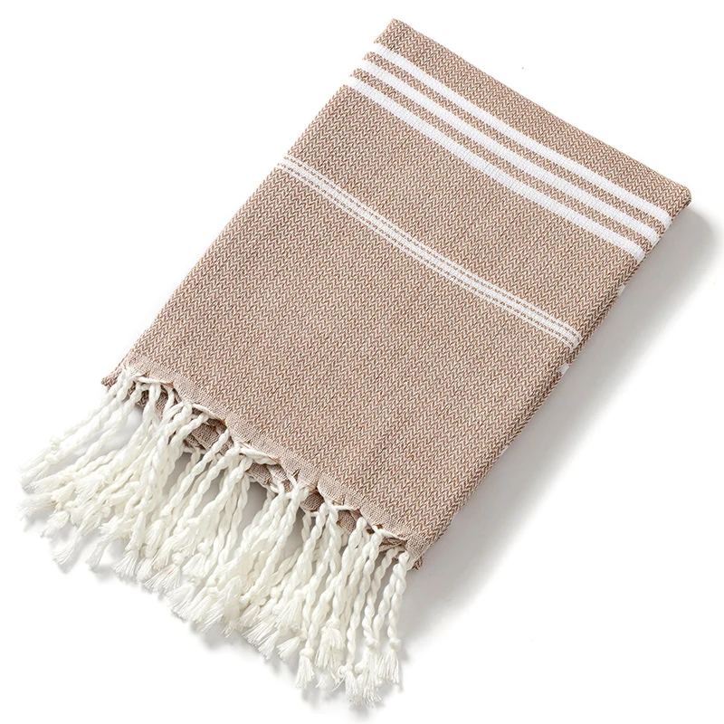 Quick Drying  Beach Towel Absorbent Fringe Polyester Cotton 21 Thread Striped Türkiye Bath Towel Soft And Comfortable Suitable