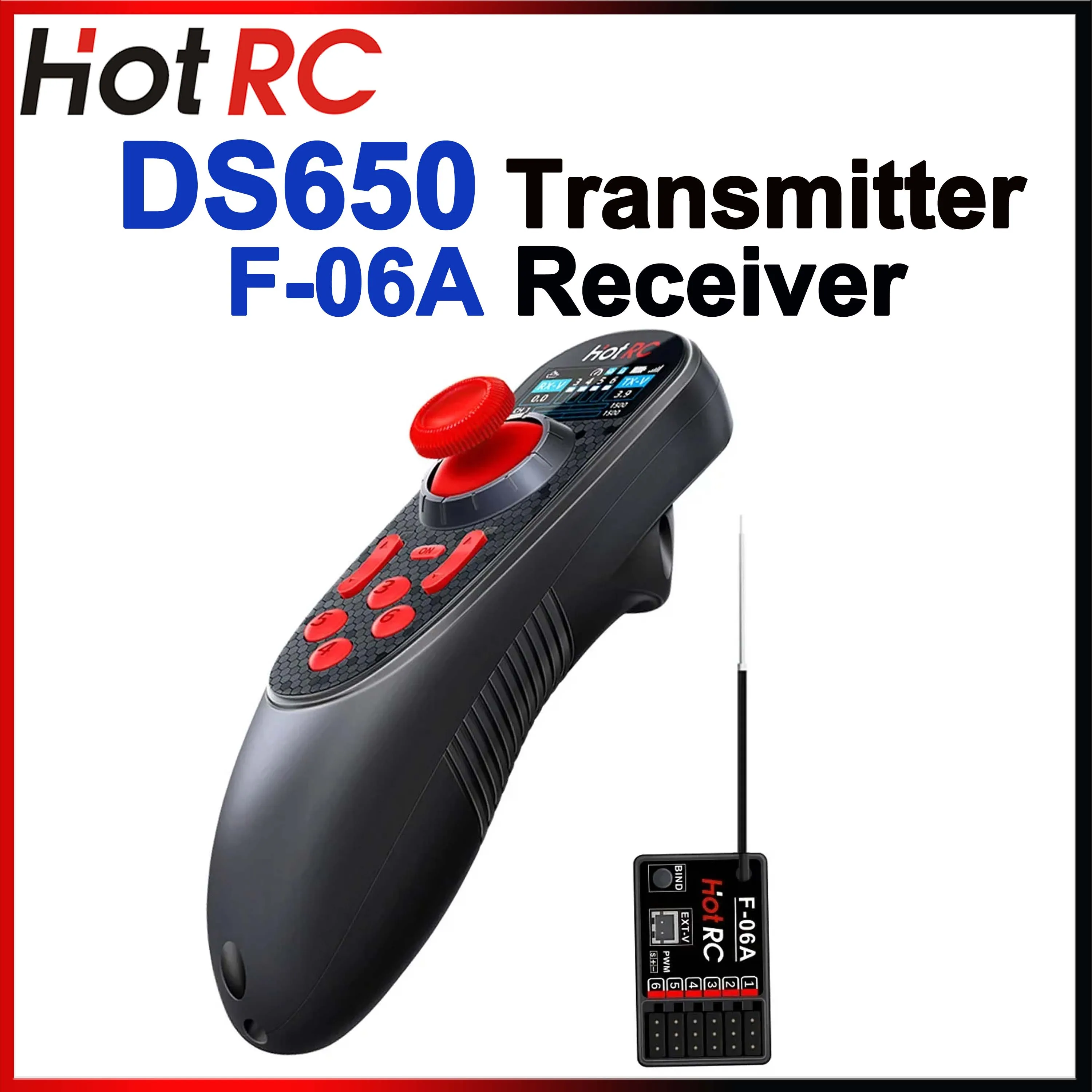 

HOTRC DS-650 DS650 6CH 2,4G радиосистема передатчик цветной экран пульт дистанционного управления F-06A приемник для модели RC лодки DS600 обновление