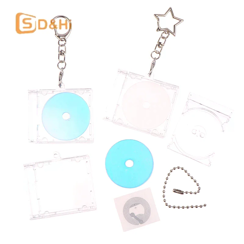 1set Plastic Mini NFC Functional CD Disc Case Key Chain Peripheral Commemorative Album Key Holder For DIY Backpack Pendant