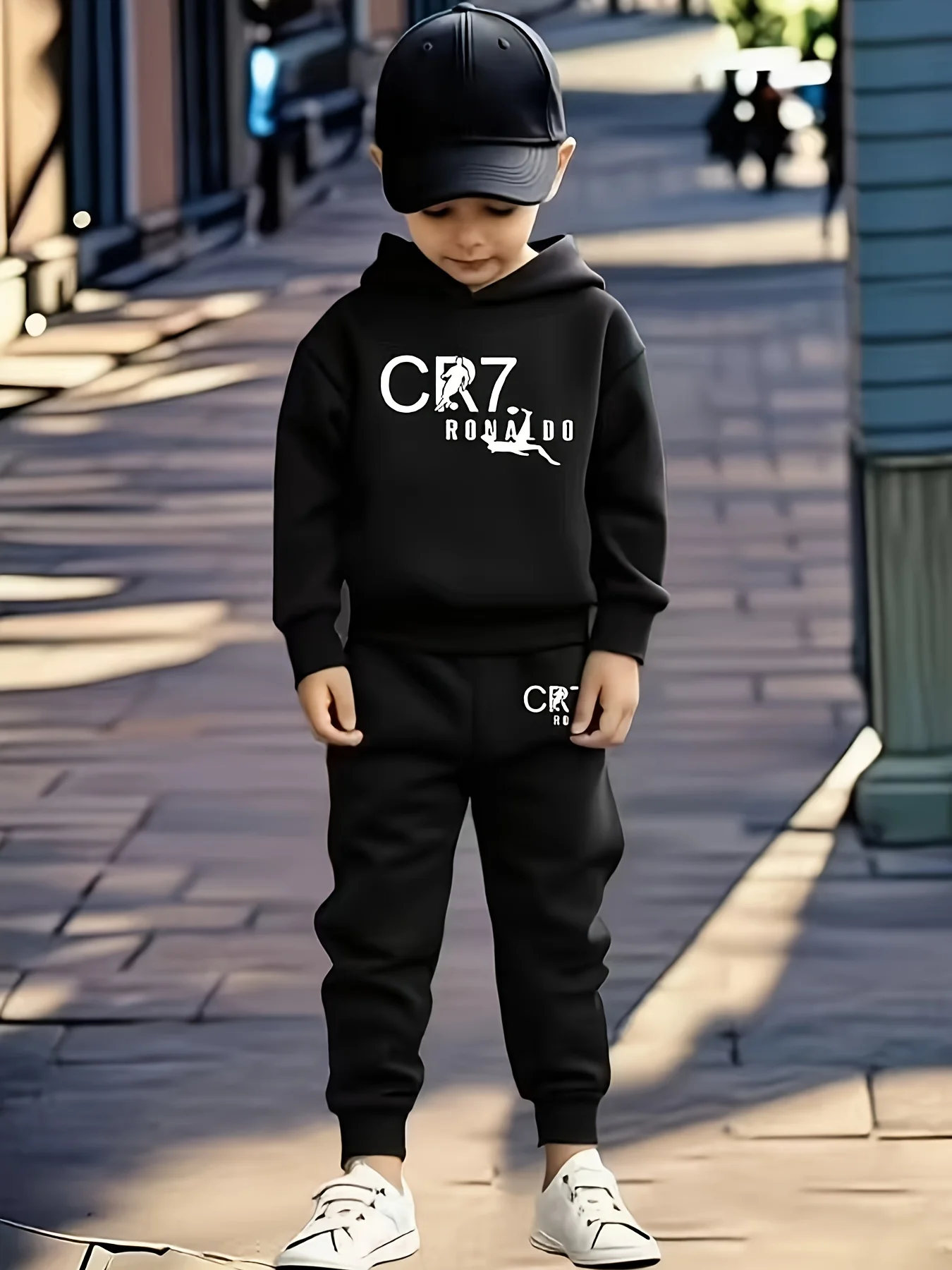 

Kids Simple Casual Letter Print 2pcs Spring Autumn Pullover Hoodie+Pants Tracksuits5 -13Years Boys Girls Streetwear Clothes Sets