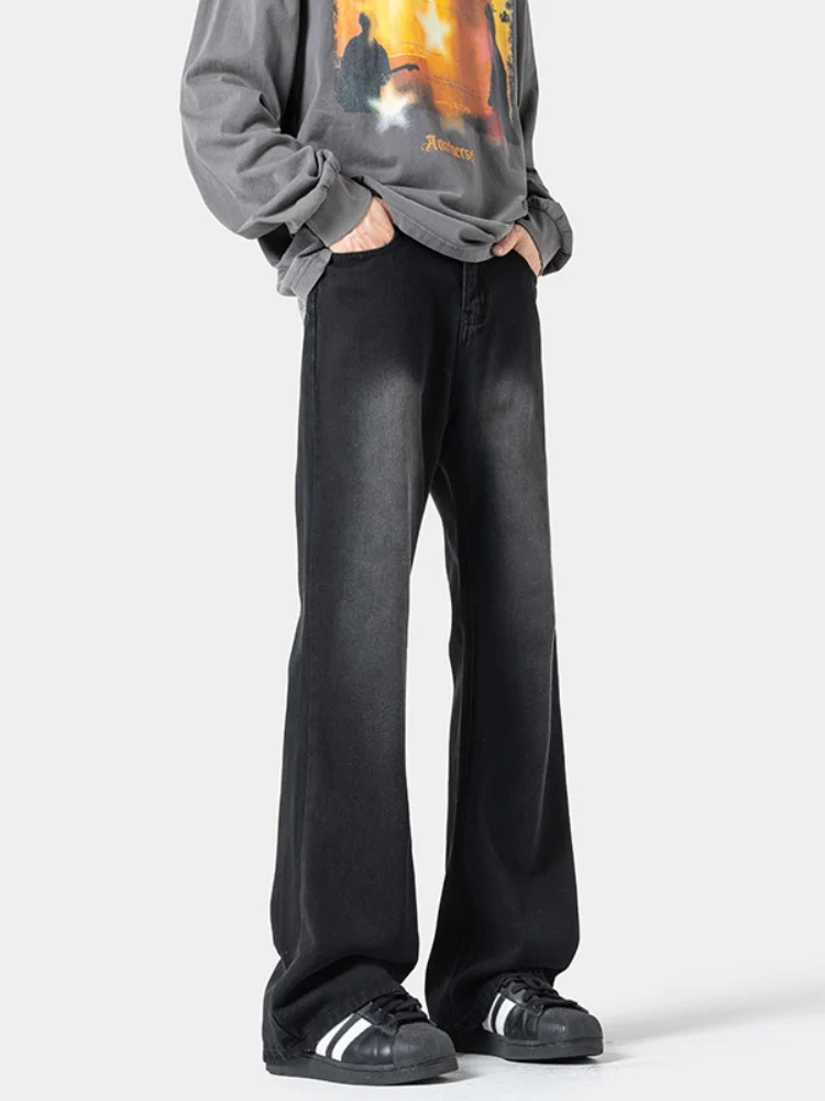 

Cleanfit Men's Bell Bot Jeans Spring Autumn Straight Leg Drapey Wide Leg Pants Long Trousers Wear Resistant Loose Fit