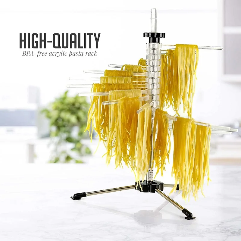 Collapsible Pasta Drying Rack with BPA-Free Acrylic Rods, Spaghetti and Noodle Dryer Rack, Easy Storage Compact and Quick Set-Up