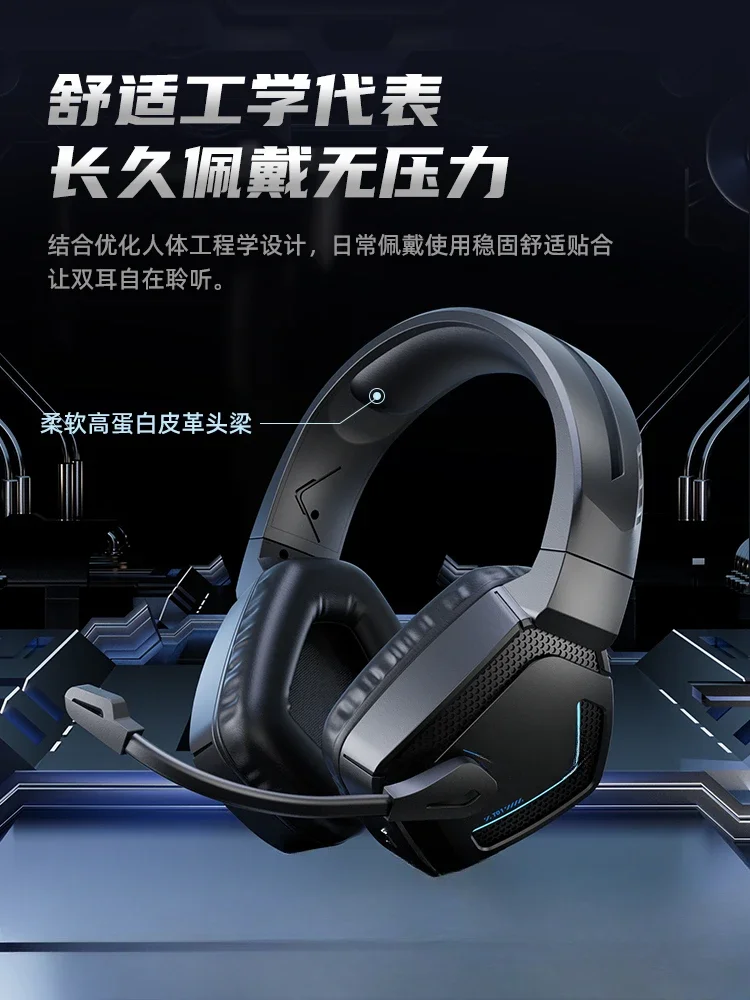 Computer Wireless Headset Headset E-sports Game Listening Identification 2.4G Bluetooth 5.3 Desktop with Mai