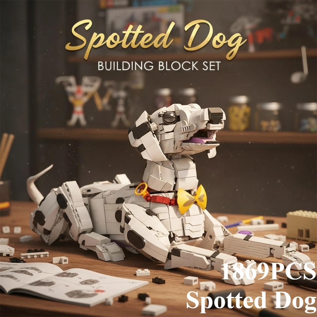 

Набор строительных блоков с изображением пятнистого собаки, 1869 шт. — сборная модель-игрушка для украшения дома, идеальный праздничный подарок для детей и взрослых.