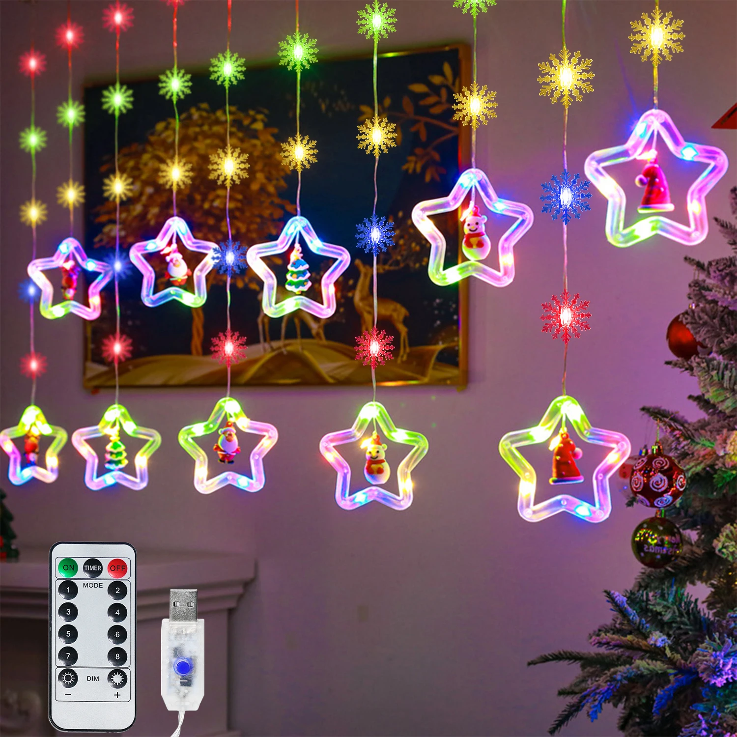 

Светодиодная гирлянда-занавес «Звезды» для Рождества, Дня святого Валентина, уличных вечеринок и праздничного декора