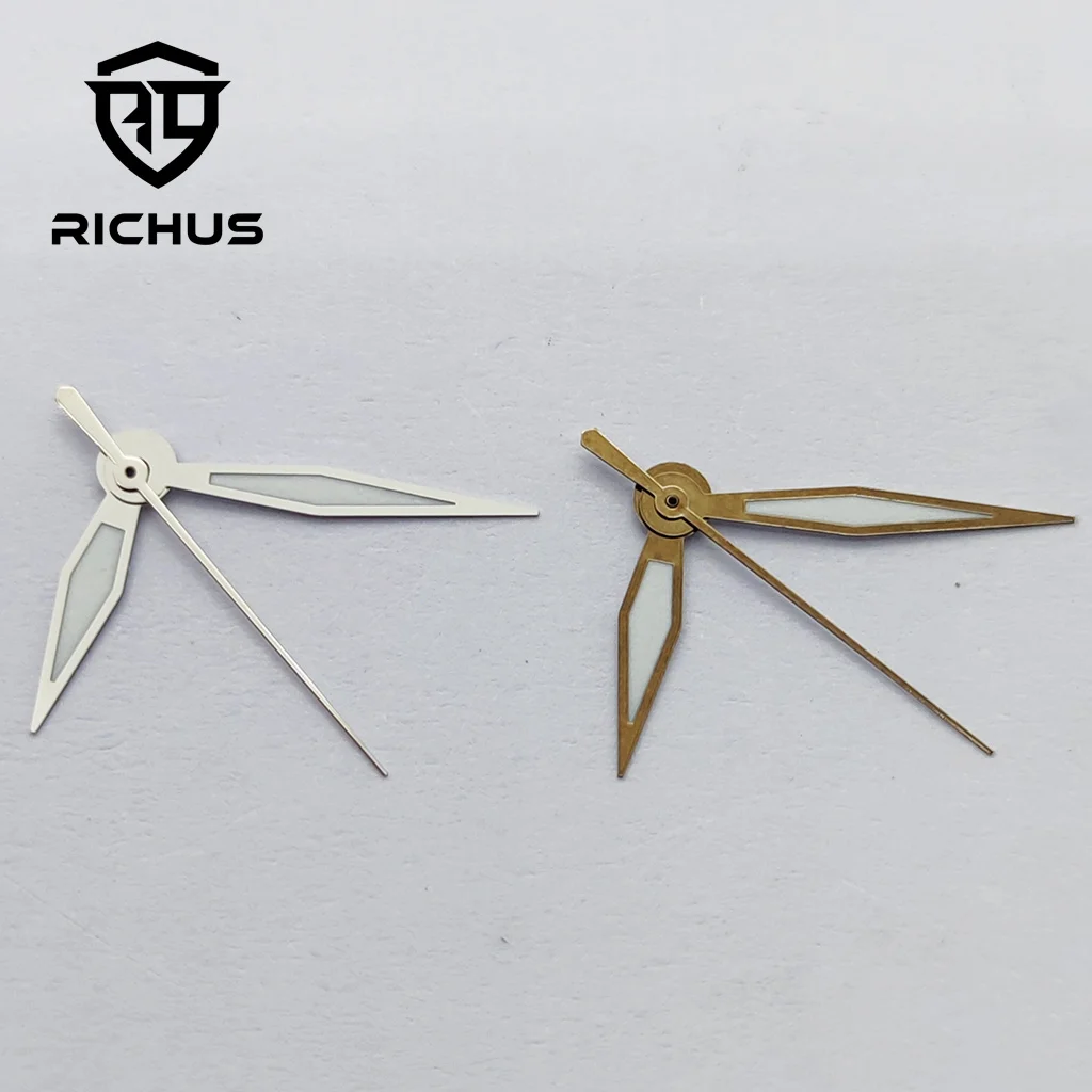 RICHUS 실버 브라운 시계 바늘 녹색 야광 NH34 NH35 NH36 무브먼트 시계 액세서리