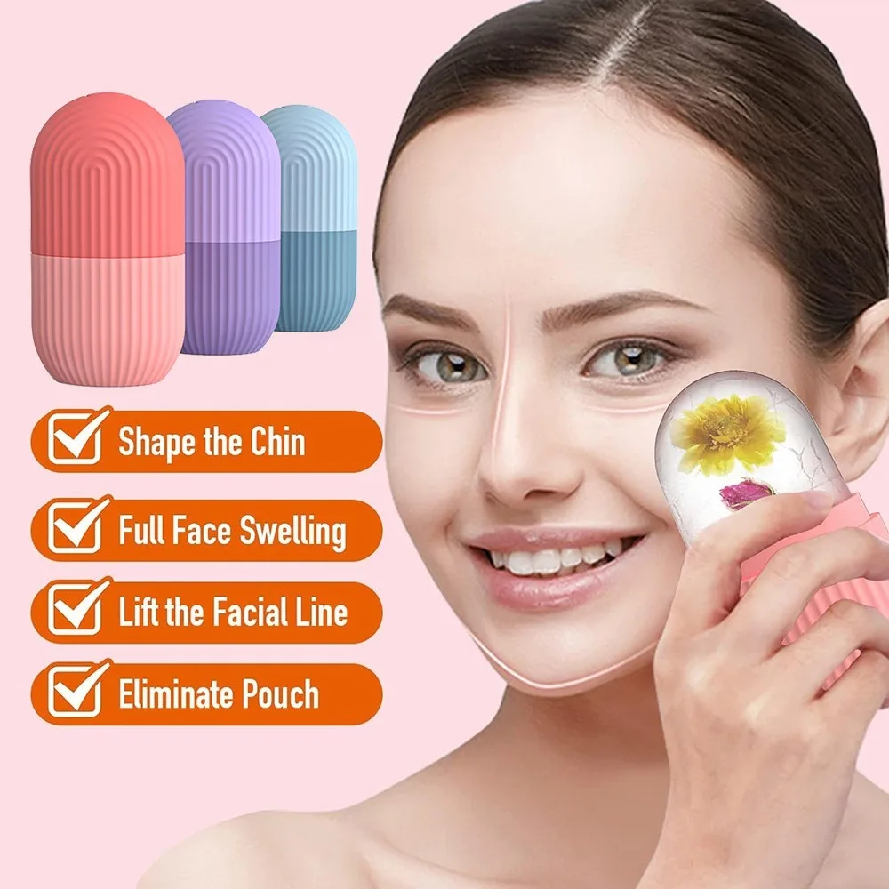 Silicone Face Ice Roller Mold Beauty Massage Tool for Eye Puffiness Ice Facial Roller to Shrink Pores