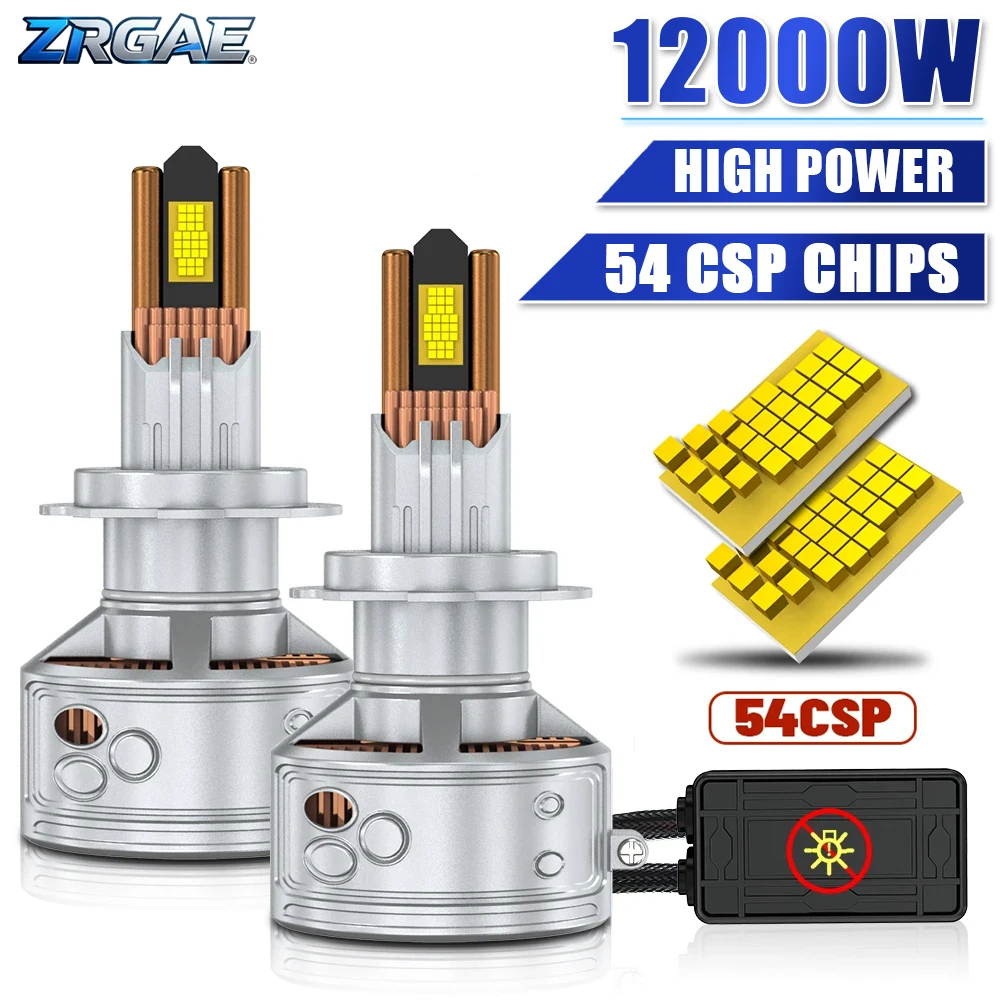 12000W H7 LED Headlight High Power Canbus H1 H4 H8 H9 H11 9005 9006 HB3 HB4 12800000LM 32 Copper Tube Car Turbo Fog Lamp 6000K