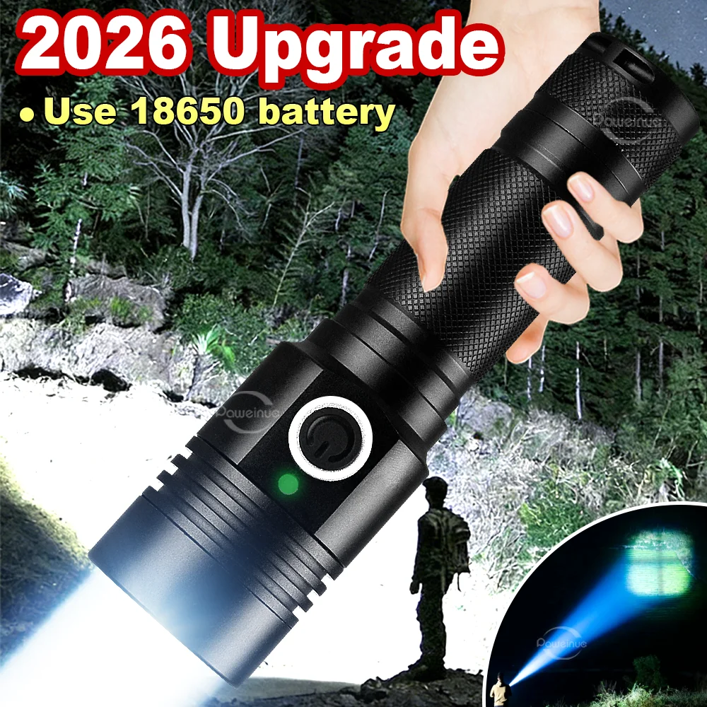 Most Powerful LED Flashlight Ultra Bright Outdoor Portable Lantern Long Range Telescopic Zoom Lamp for Camping Fishing Emergency