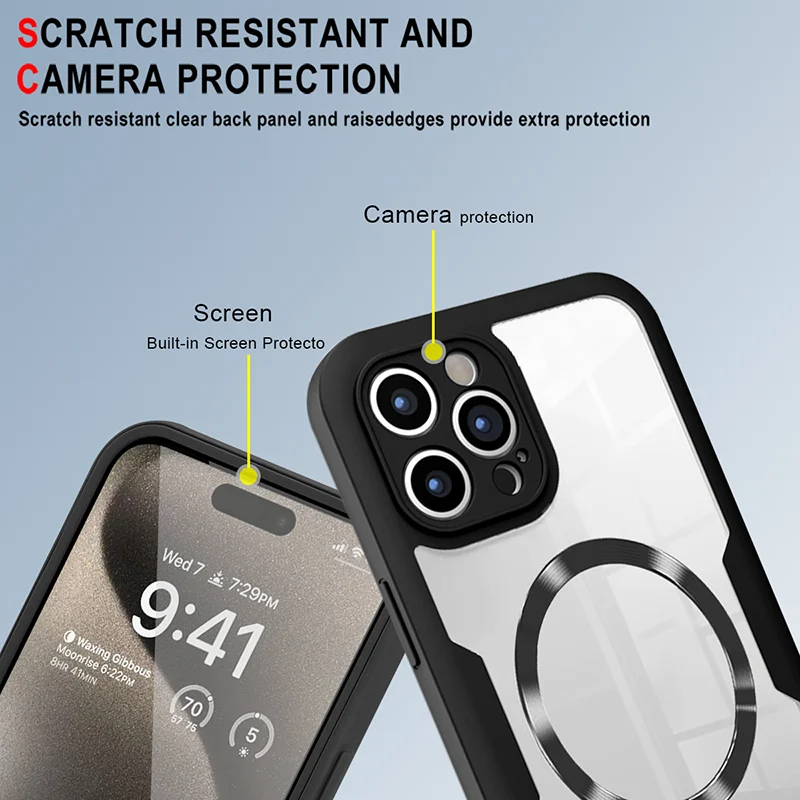 360° Fully Protected Double-sided Magnetic Phone Case For IPhone 15 13 11 14 12 16 Pro Max Magsafe Wireless Charge Protect Cover