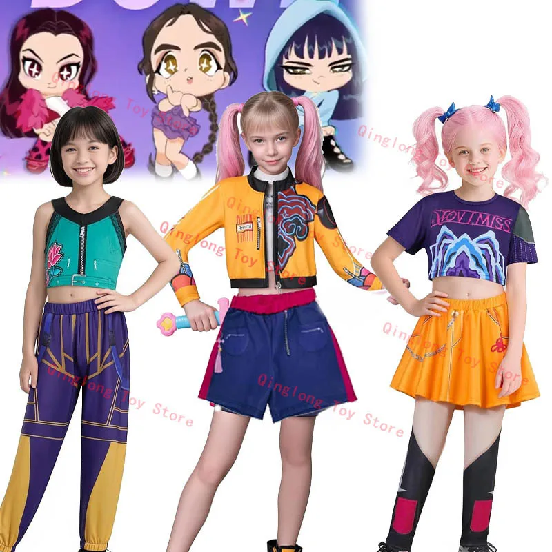 Детский костюм KPOP «Охотники на демонов», комплект Rumi Mira Zoey, карнавальный костюм, аниме, периферийная игрушка, праздничное платье на Хэллоуин, подарок для девочек