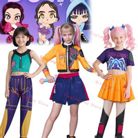Children KPOP Demon Hunters Costume Set Rumi Mira Zoey Cosplay Costume Anime Peripheral Toy Halloween Party Dress Up Girls Gift