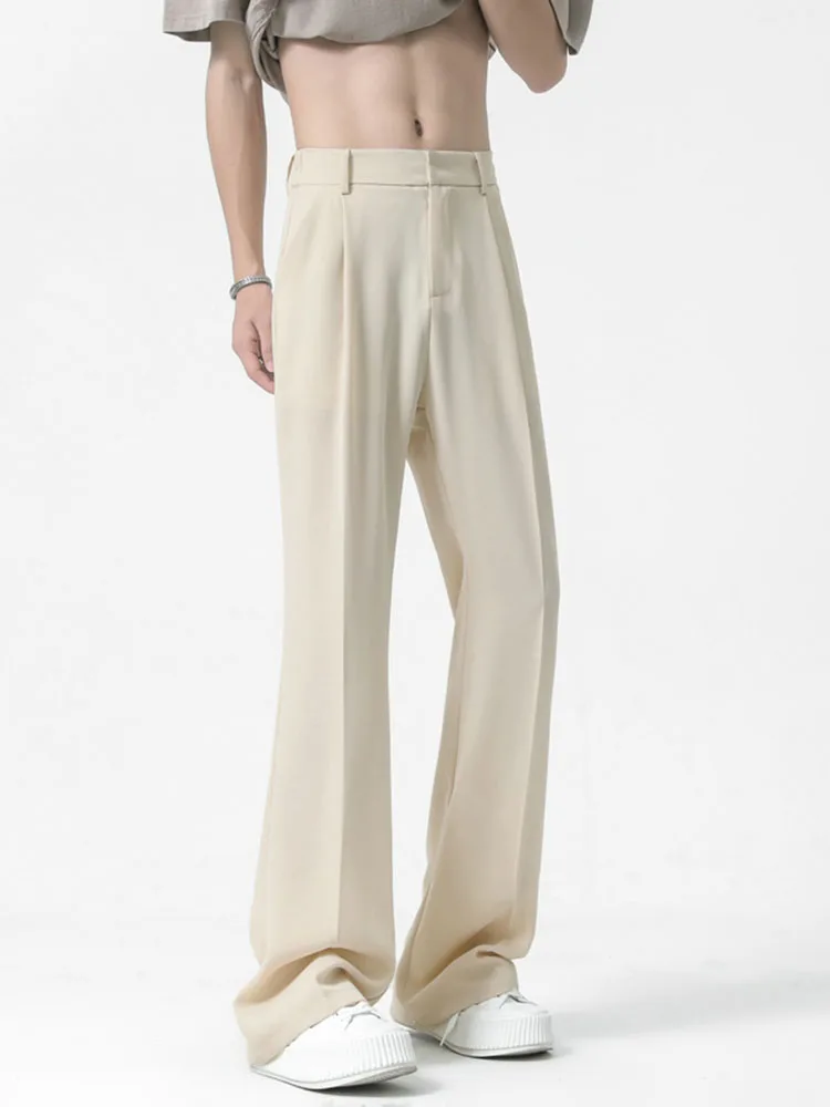 

Ice Silk Men's Summer Wide Leg Pants Draped Suit Trousers Slimming Faion Brand Casual Loose Fit Long Straight Leg Jeans