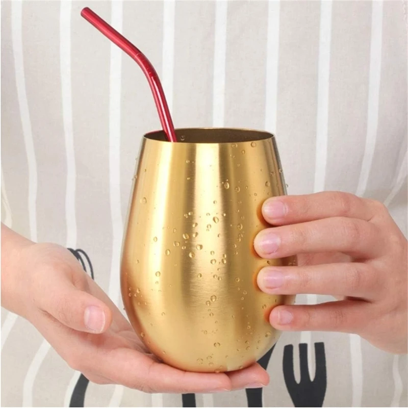 17 Oz Stainless Steel Stemless Wine Glass, Outdoor Portable Wine Tumbler for the Pool,Camping,Cookouts,Travel -4pcs-A46I