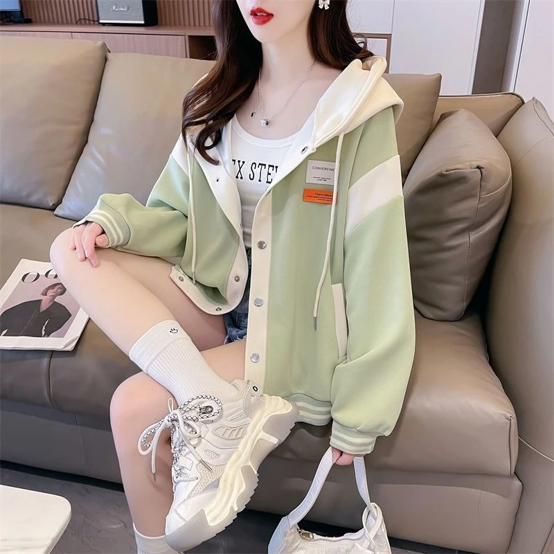 Mulher com capuz topos botão algodão casual na promoção y2k japonês streetwear barato 2000s emenda hoodies moletom para mulher
