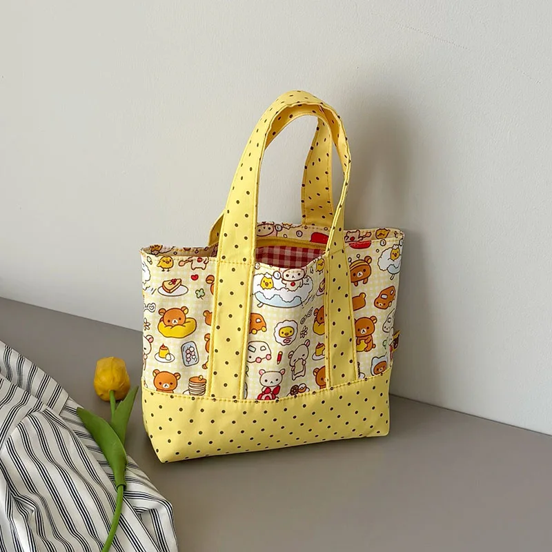 

Rilakkuma Tote Bag Large Capacity Japanese Cartoon With Cute Charm Canvas Shoulder Bag For Daily Commute Work Women Girls Spring