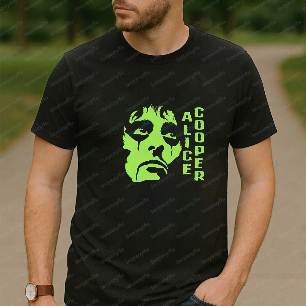 Retro Alice Cooper Printed T-shirt, Casual Short-sleeved Shirt Suitable for Both Men and Women, Comfortable T-shirt