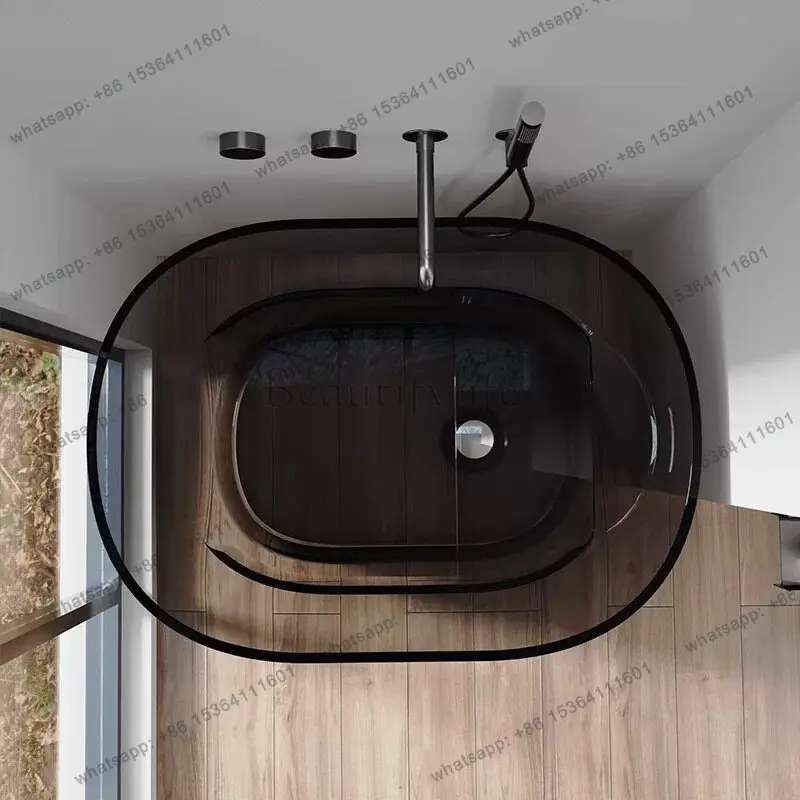 Small apartment seated bubble transparent crystal deep bubble bathtub mini household