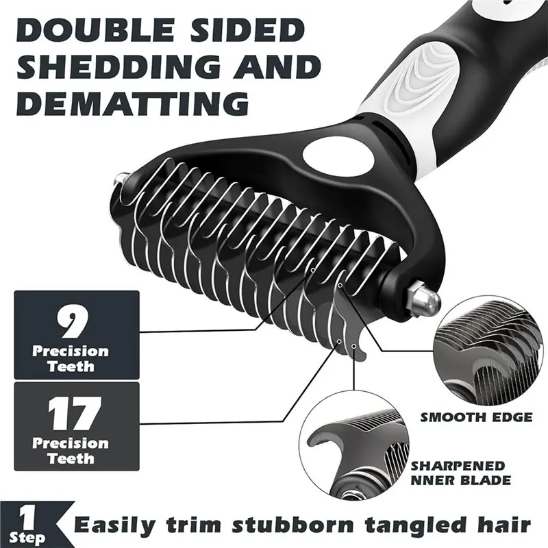 NEW HOT In Stock-Slicker Brush, Rake& Bath Brush 3PCS Pet Grooming Kit For Dogs, Cats& Horses Skin-Friendly,Self-Cleaning Tools view 4