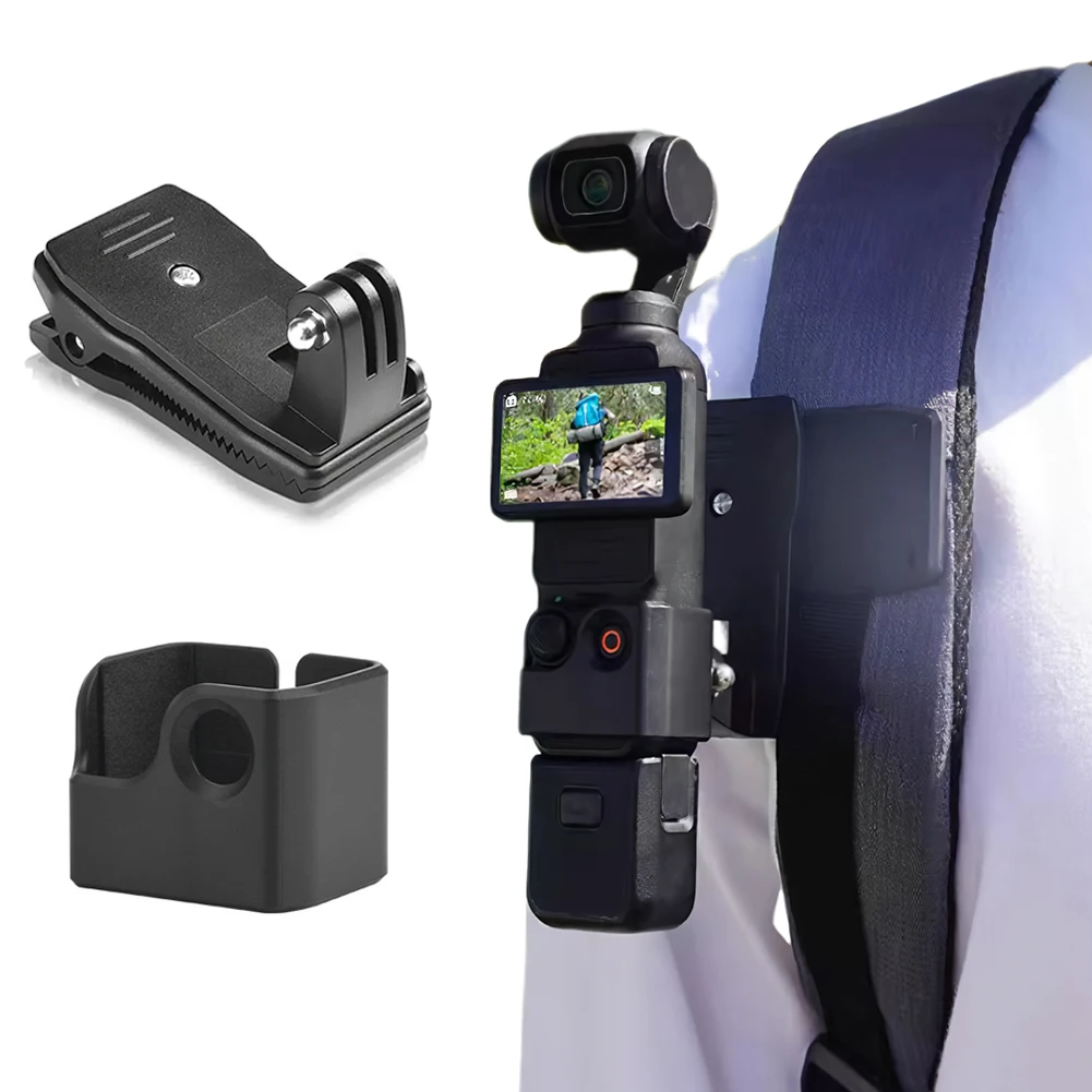 Action Camera Backpack Clip Holder for DJI Osmo Pocket 3 360-Degree Rotation Clip Mount for Gopro Hero Insta360 x3 Accessories