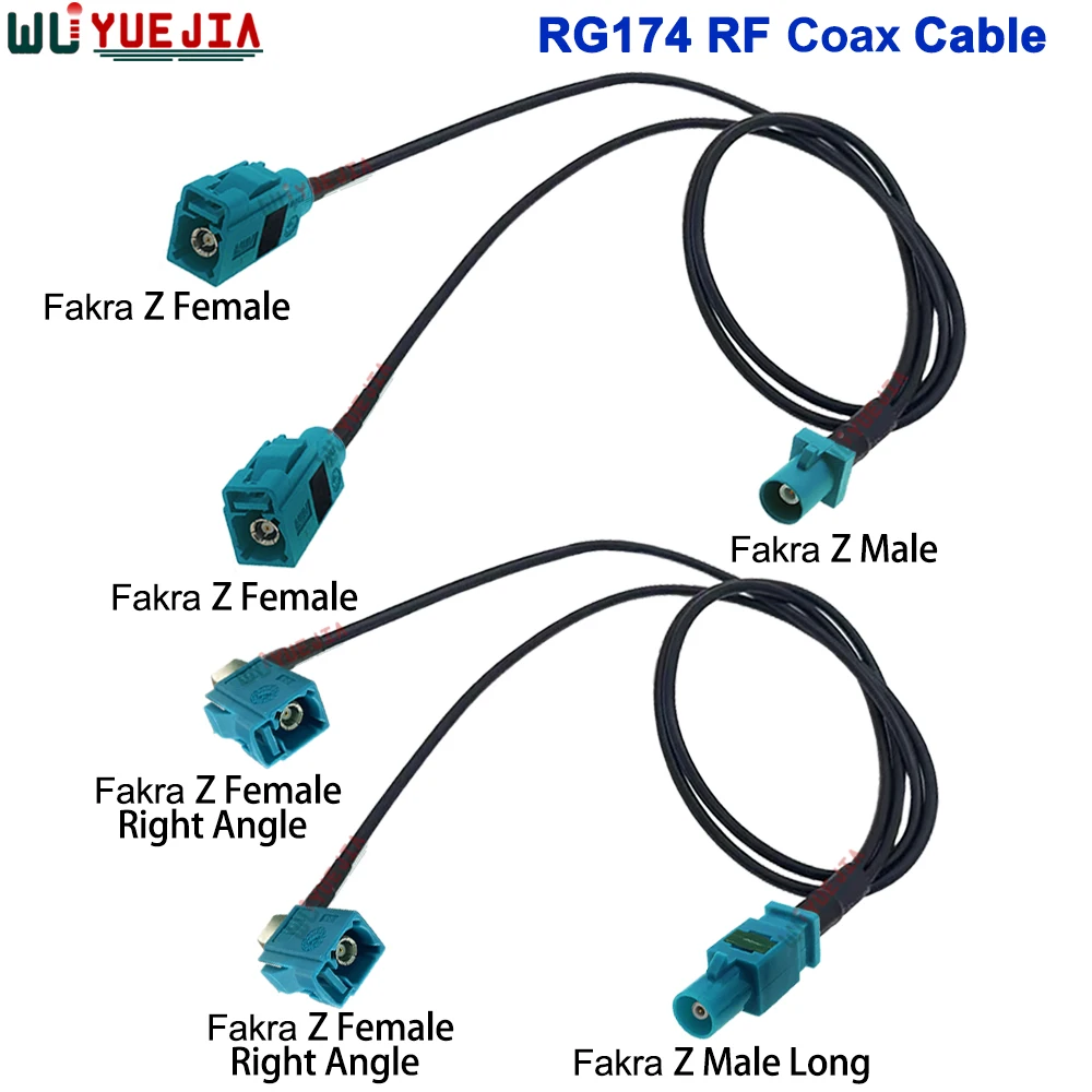 

0.1~1.2 Meters RG174 Universal Water Blue Fakra Z Male Plug to 2X Double Fakra Z Female Y Type Coax Cable V Shape Splitter Cable