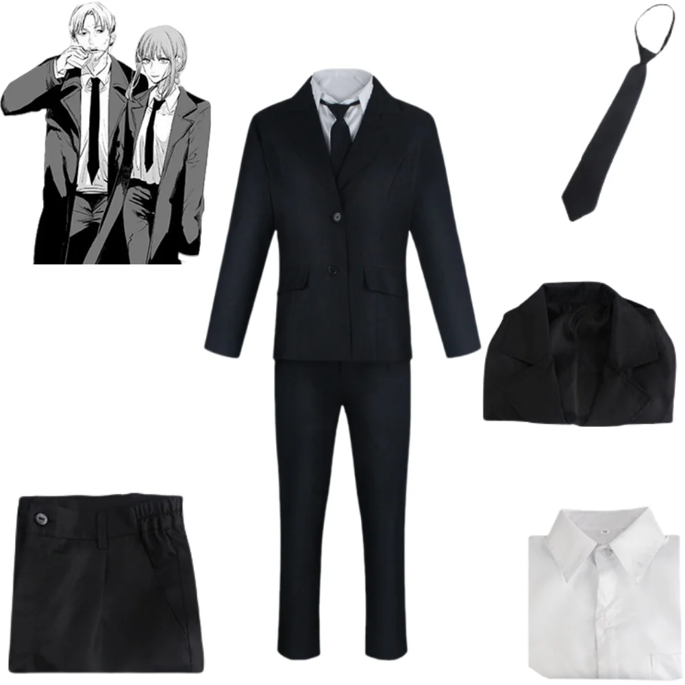 Makima Cosplay Costume Anime Chainsaw Man Handsome Black uniform suit Christmas Carnival Dress Party