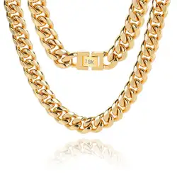 316L Stainless Steel Jewelry Man Necklace Gold Plated Curb Cuban Link Chain Friends Gift Drop Shipping